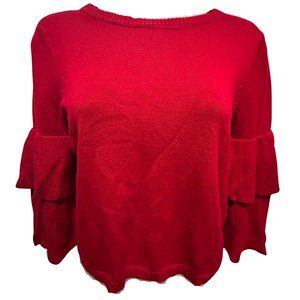 Takara Girls Teen Red Sweater Ruffled Sleeves Size Large